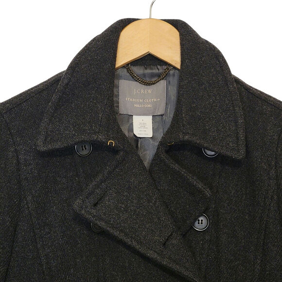 J Crew Stadium Cloth by Nello Gori Peacoat Double Breasted Wool Gray Size 4 - Picture 4 of 16
